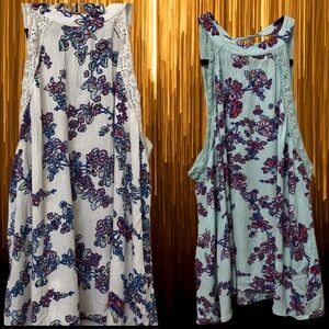 EUC-Eyeshadow Green and White Halter Tie-Back Tank Top